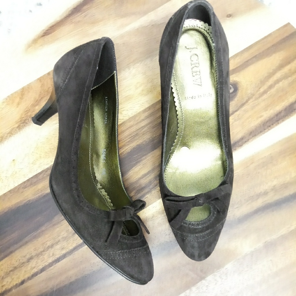 J.CREW Brown Suede Pumps Kitty Heels